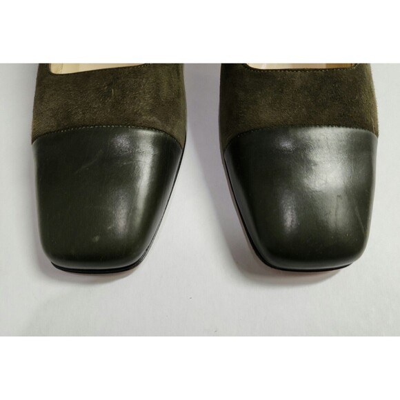 Rangoni Italy Womens Suede Leather Shoes 7B Green Mid-Heel 2.25" Slip On - Picture 7 of 12